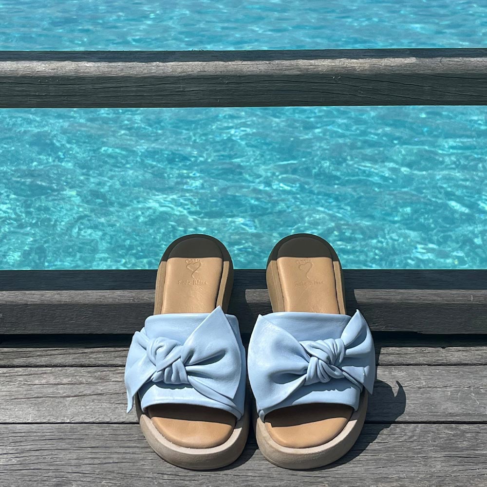 Bailey Blue Leather Comfortable Sandals for Bunions Sole Bliss