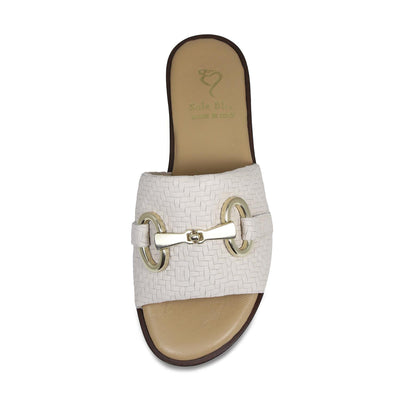 Bardot: Cream Weave Leather