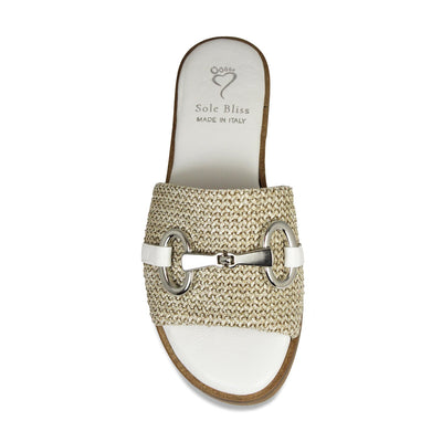 Bardot: Raffia & White Leather Shoes Sole Bliss