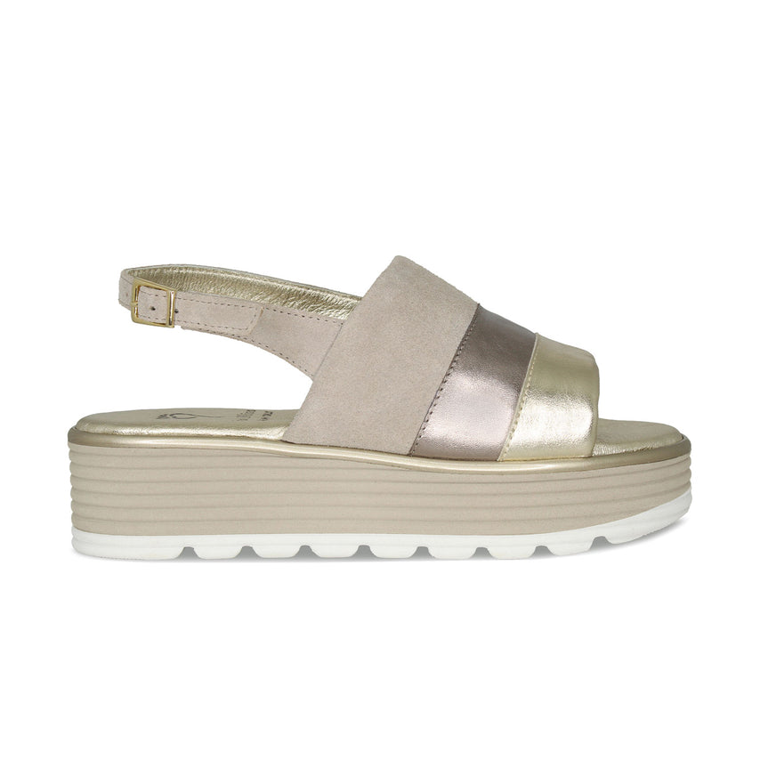 Bay: Taupe Suede & Metallic Leather Shoes Sole Bliss