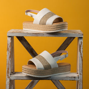 Bertie: White Leather & Raffia Shoes Sole Bliss