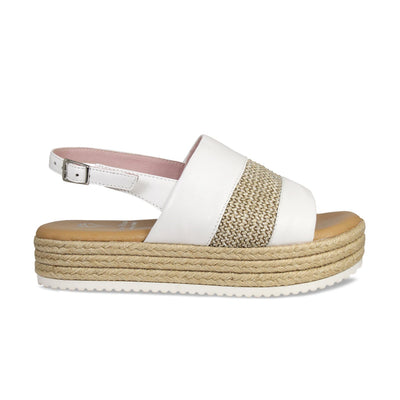 Bertie: White Leather & Raffia Shoes Sole Bliss