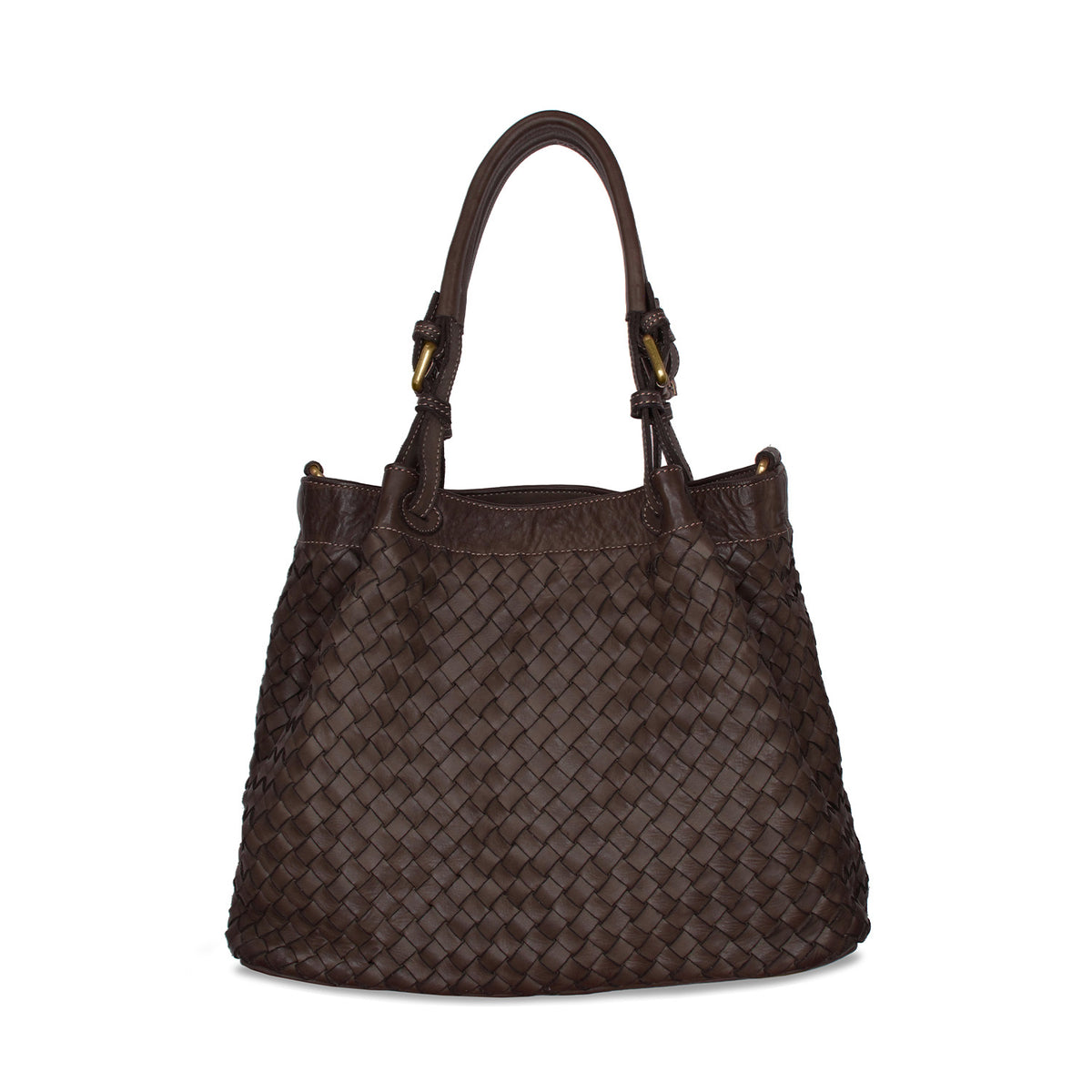 Blaire: Chocolate Brown Weave Leather Bags Sole Bliss Chocolate Weave Leather