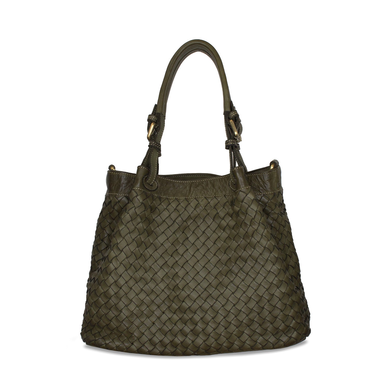 Blaire: Forest Green Weave Leather Bags Sole Bliss Forest Green Weave Leather