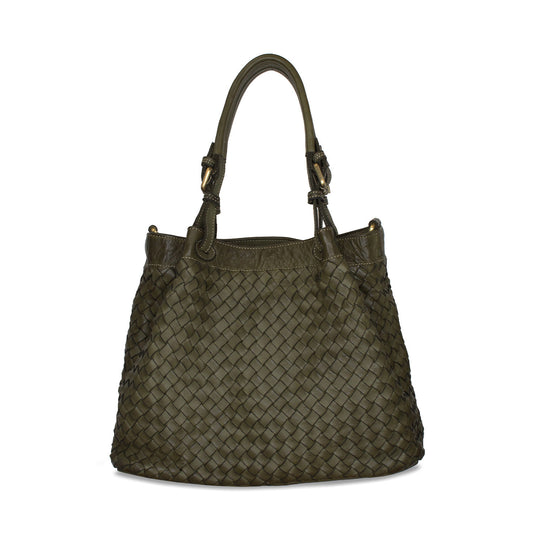 Blaire: Forest Green Weave Leather Bags Sole Bliss Forest Green Weave Leather