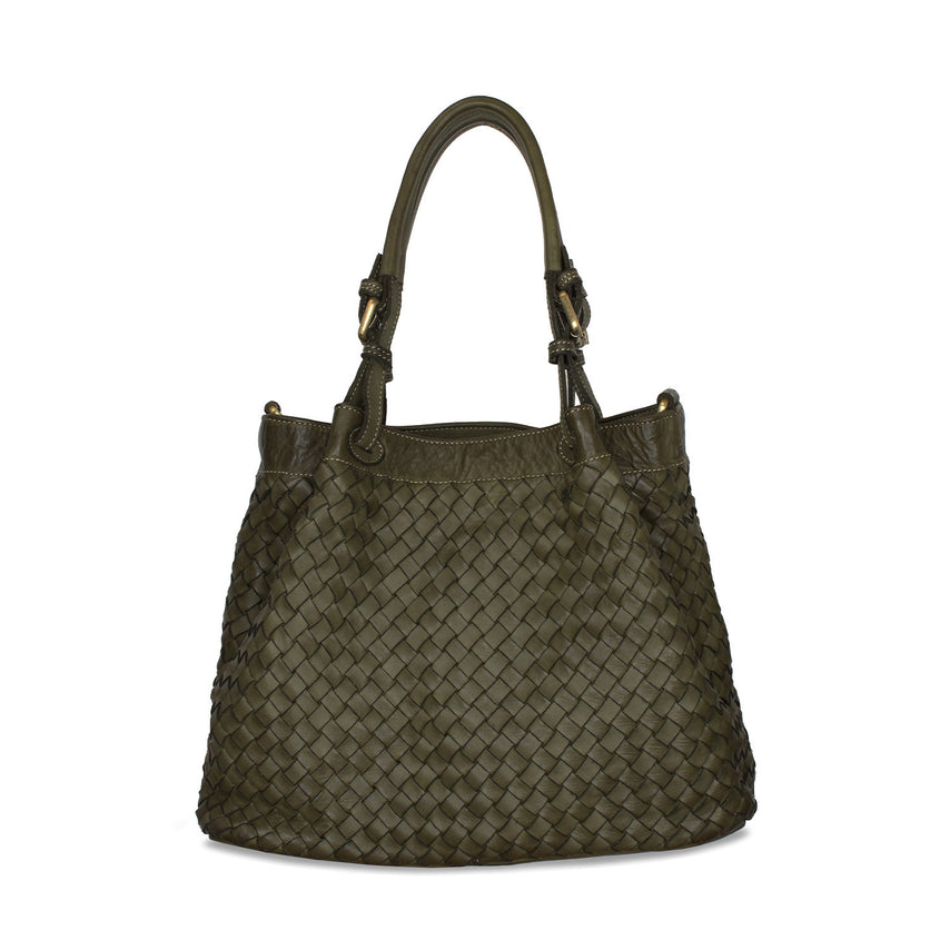 Blaire: Forest Green Weave Leather Bags Sole Bliss Forest Green Weave Leather