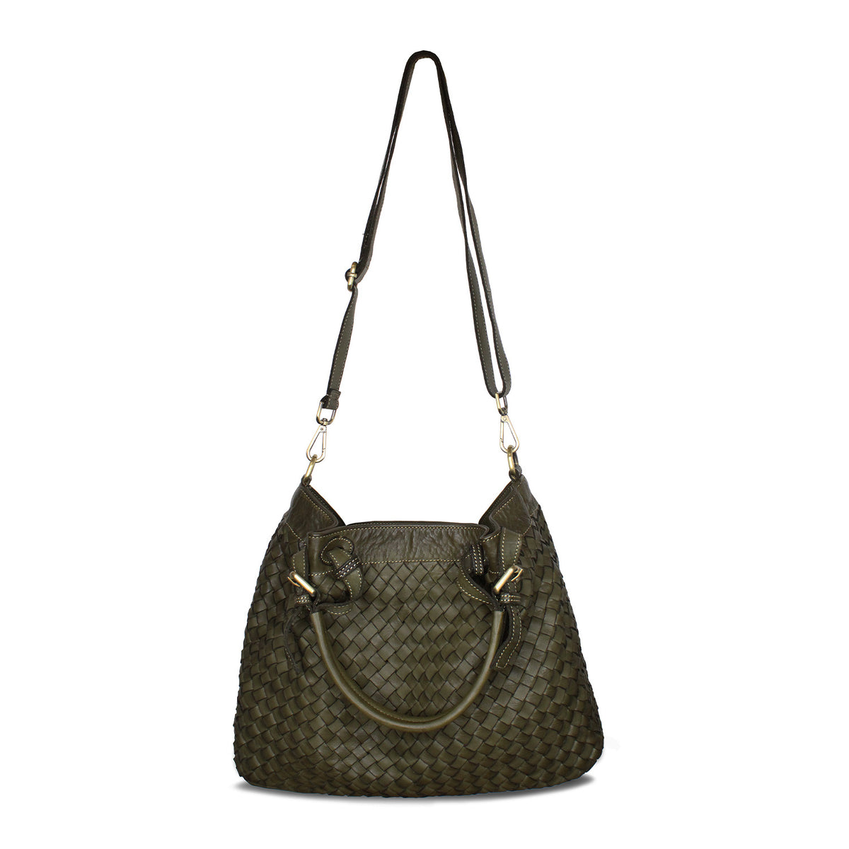 Blaire: Forest Green Weave Leather Bags Sole Bliss Forest Green Weave Leather