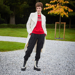 Blizzard: Black & Cream Leather & Shearling Boots Sole Bliss