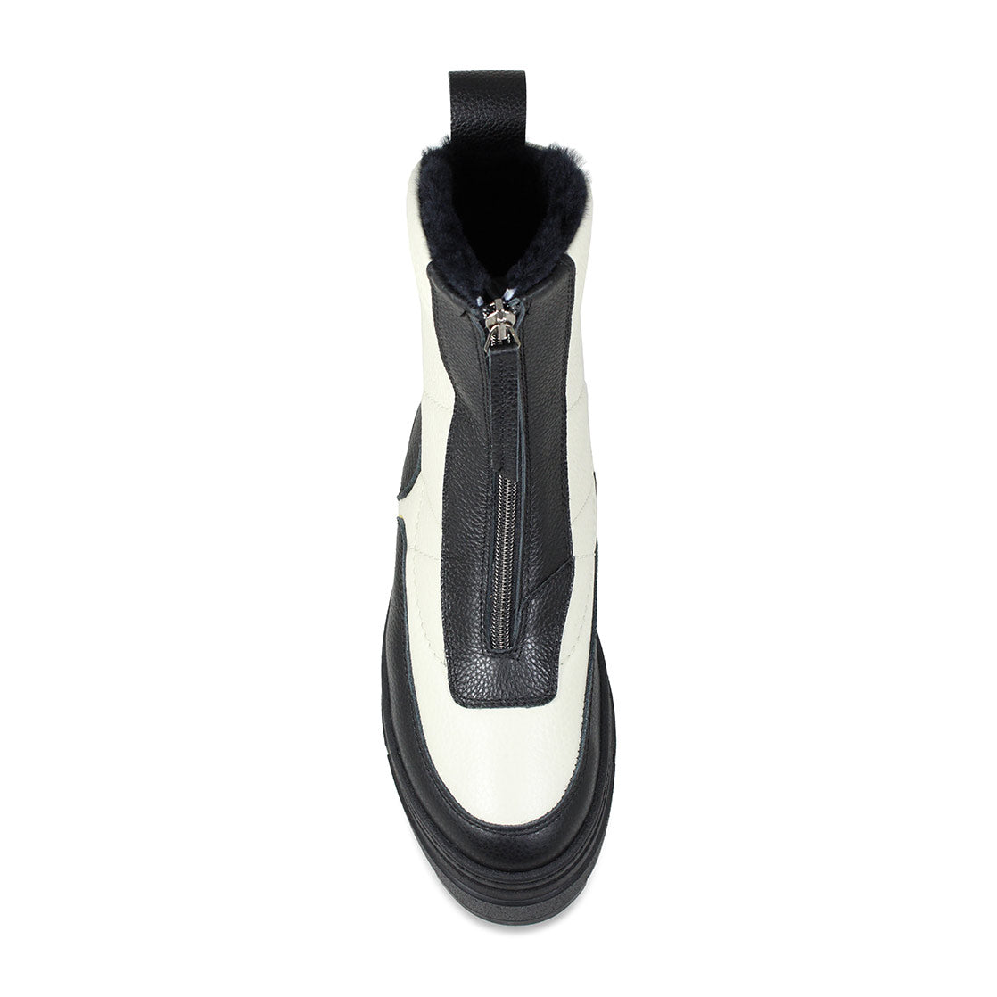 Blizzard: Black & Cream Leather & Shearling Boots Sole Bliss