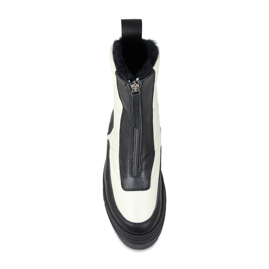 Blizzard: Black & Cream Leather & Shearling Boots Sole Bliss