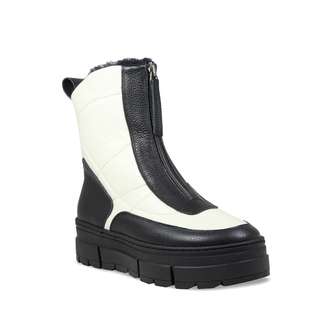 Blizzard: Black & Cream Leather & Shearling Boots Sole Bliss