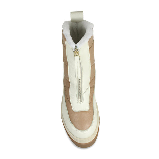 Blizzard: Cream & Camel Leather & Shearling Boots Sole Bliss