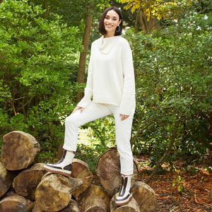 Blizzard: Chocolate & Cream Leather & Shearling Boots Sole Bliss