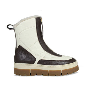 Blizzard: Chocolate & Cream Leather & Shearling Boots Sole Bliss