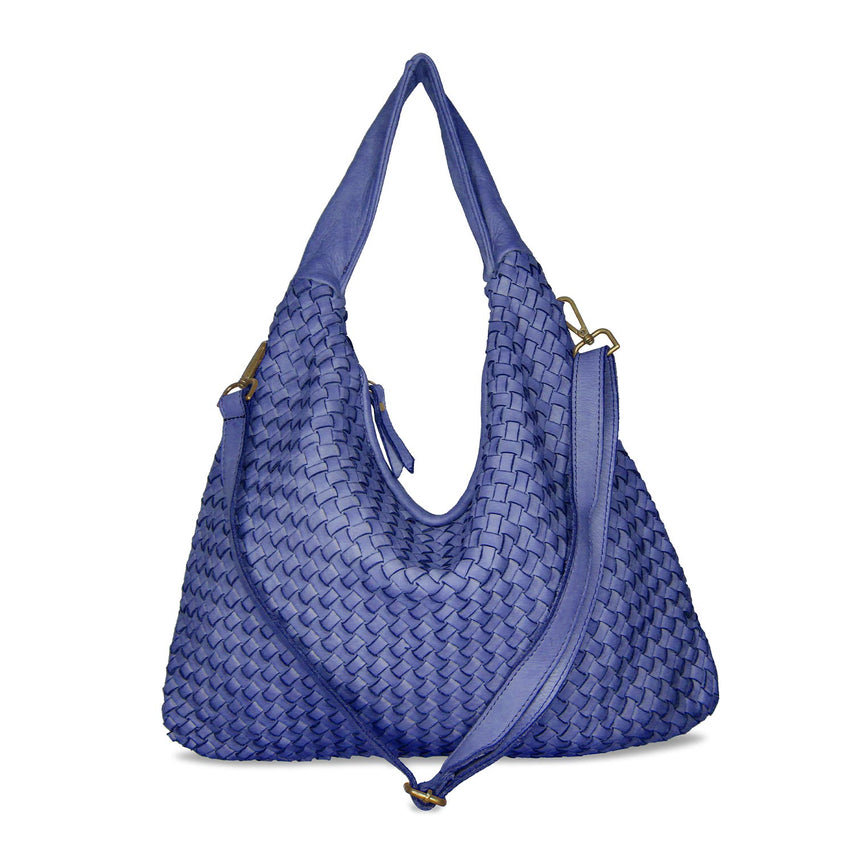 Blythe: Denim Weave Leather Bags Sole Bliss