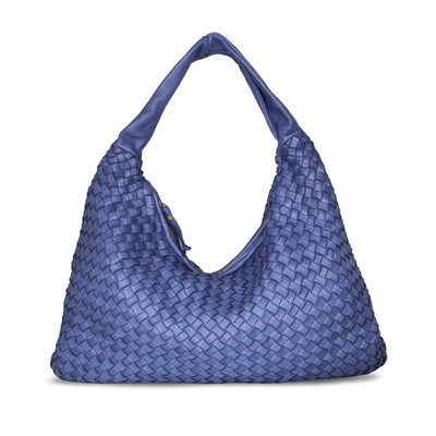 Blythe: Denim Weave Leather Bags Sole Bliss