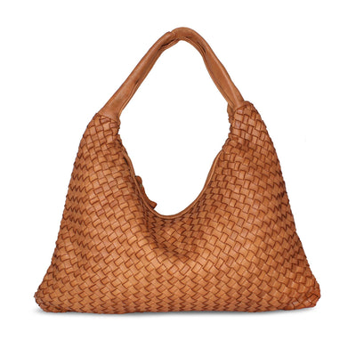 Blythe: Tan Weave Leather Bags Sole Bliss