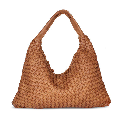 Blythe: Tan Weave Leather Bags Sole Bliss Tan Weave Leather