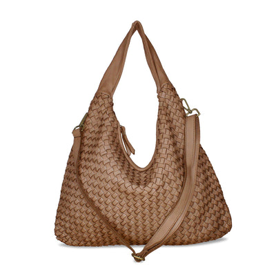 Blythe: Taupe Weave Leather Bags Sole Bliss