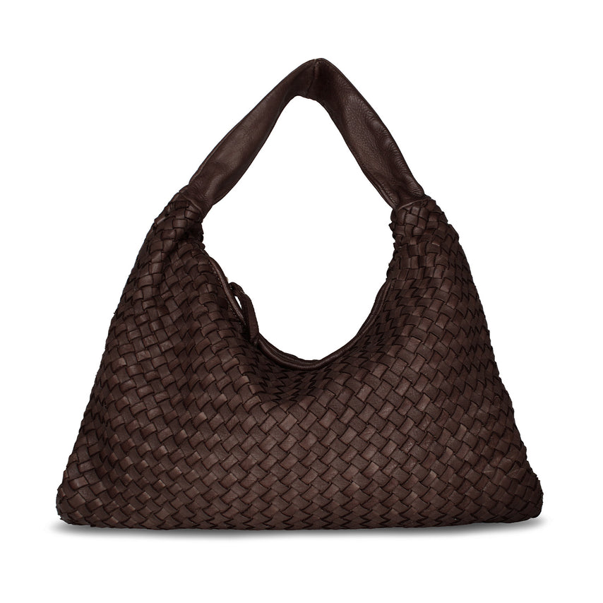 Blythe: Chocolate Brown Weave Leather Bags Sole Bliss Chocolate Weave Leather
