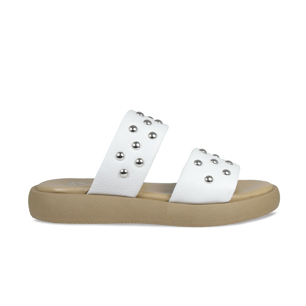 Bobbi: White Leather Shoes Sole Bliss