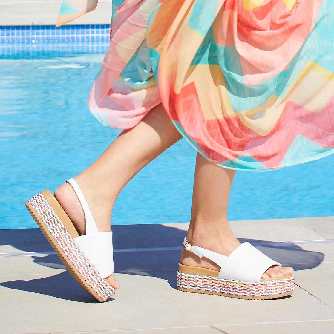 Brandy: White Leather & Multi Shoes Sole Bliss