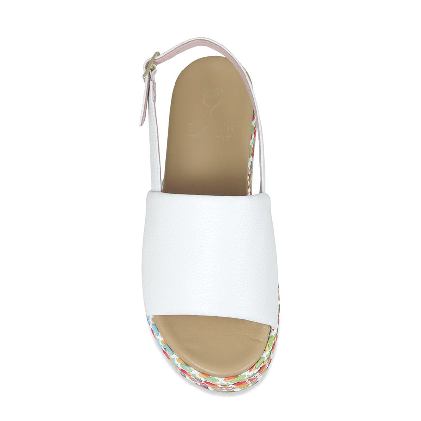 Brandy: White Leather & Multi Shoes Sole Bliss