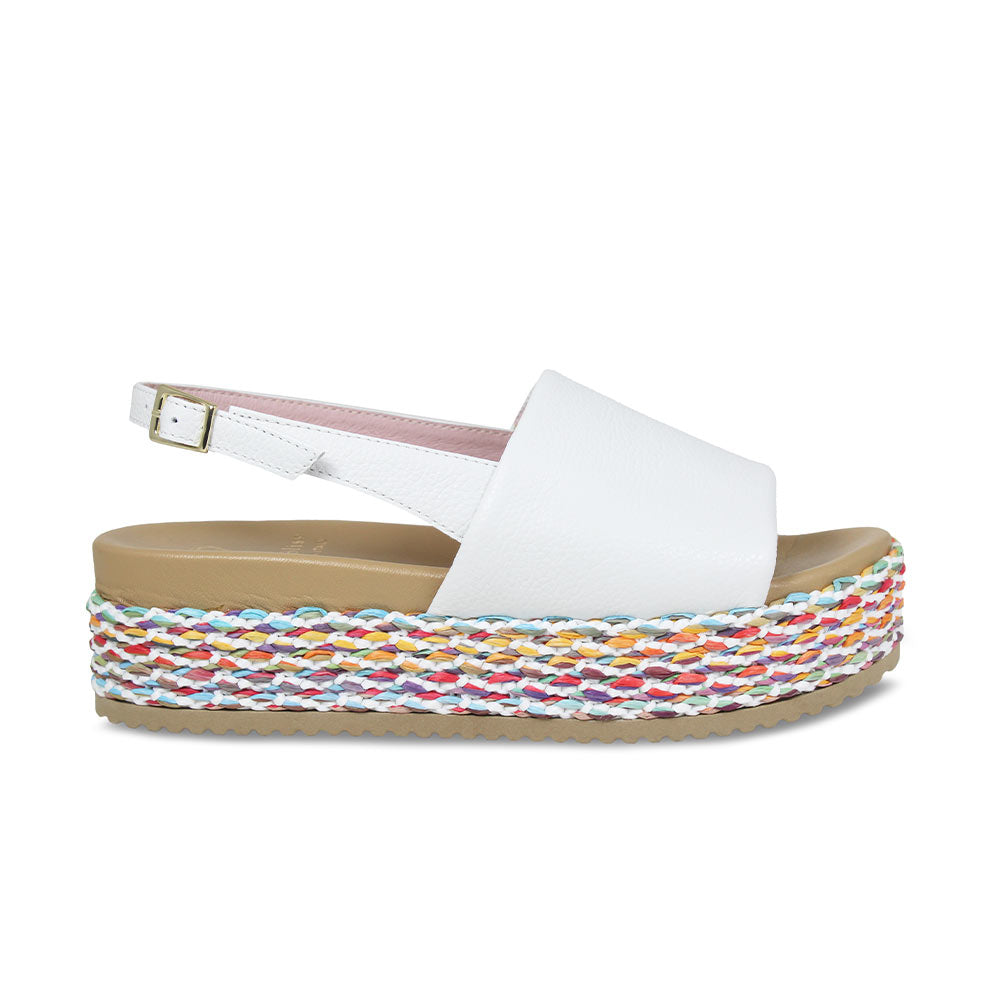 Brandy: White Leather & Multi Shoes Sole Bliss
