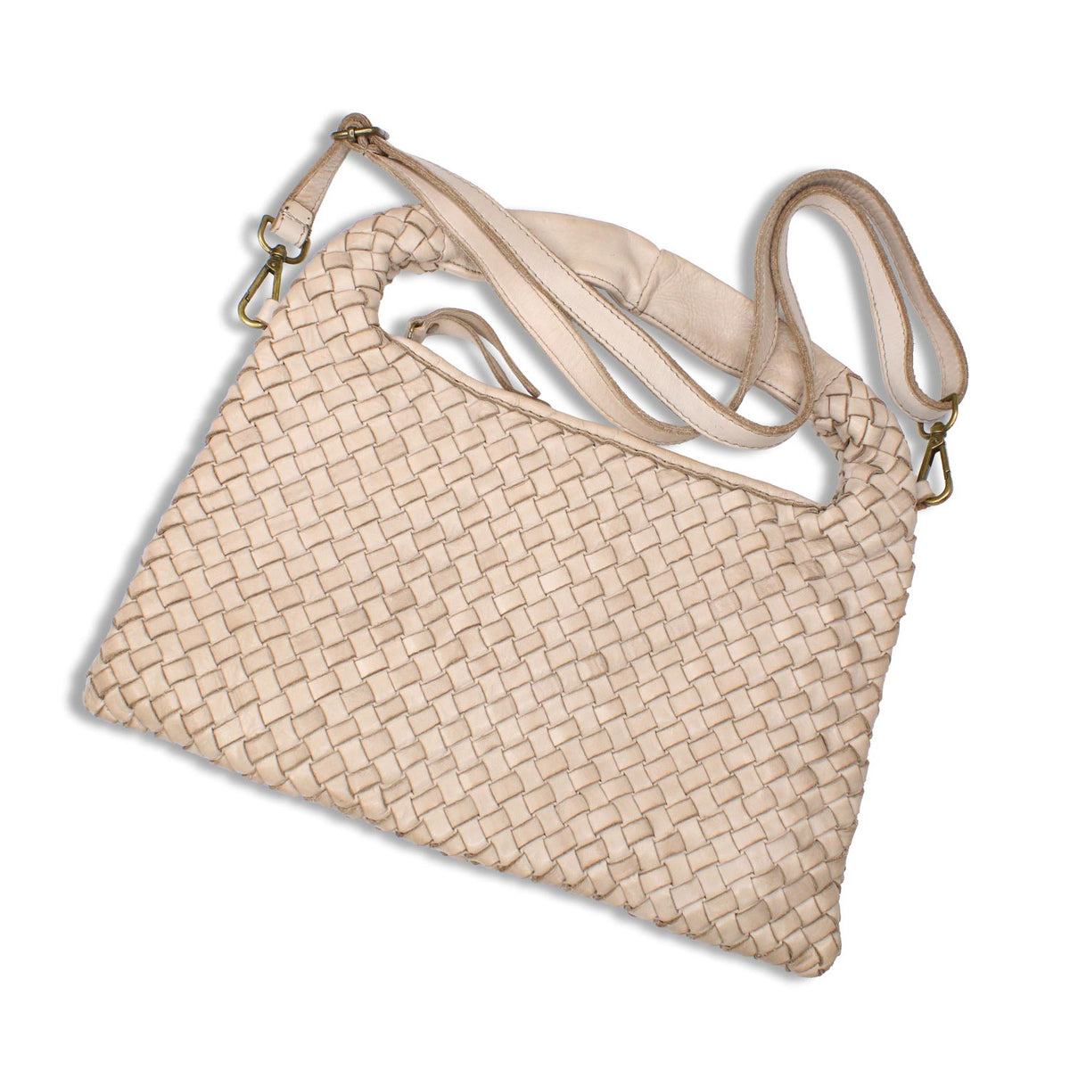 Bronte: Pale Taupe Weave Leather Bags Sole Bliss