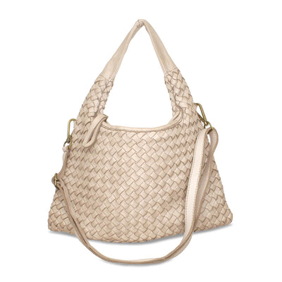 Bronte: Pale Taupe Weave Leather Bags Sole Bliss