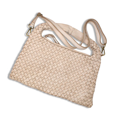 Bronte: Pale Taupe Weave Leather Bags Sole Bliss