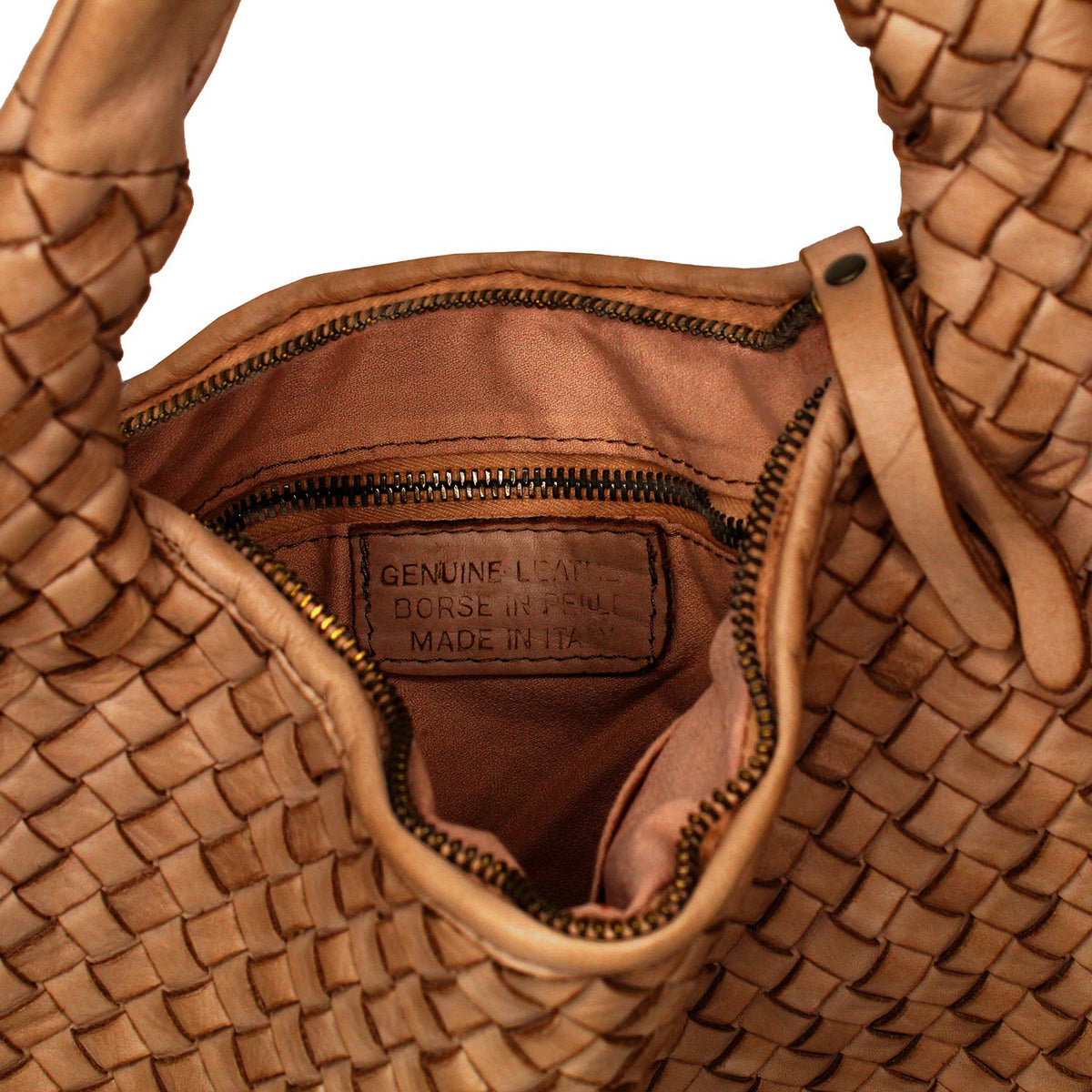 Blythe: Tan Weave Leather Bags Sole Bliss Tan Weave Leather