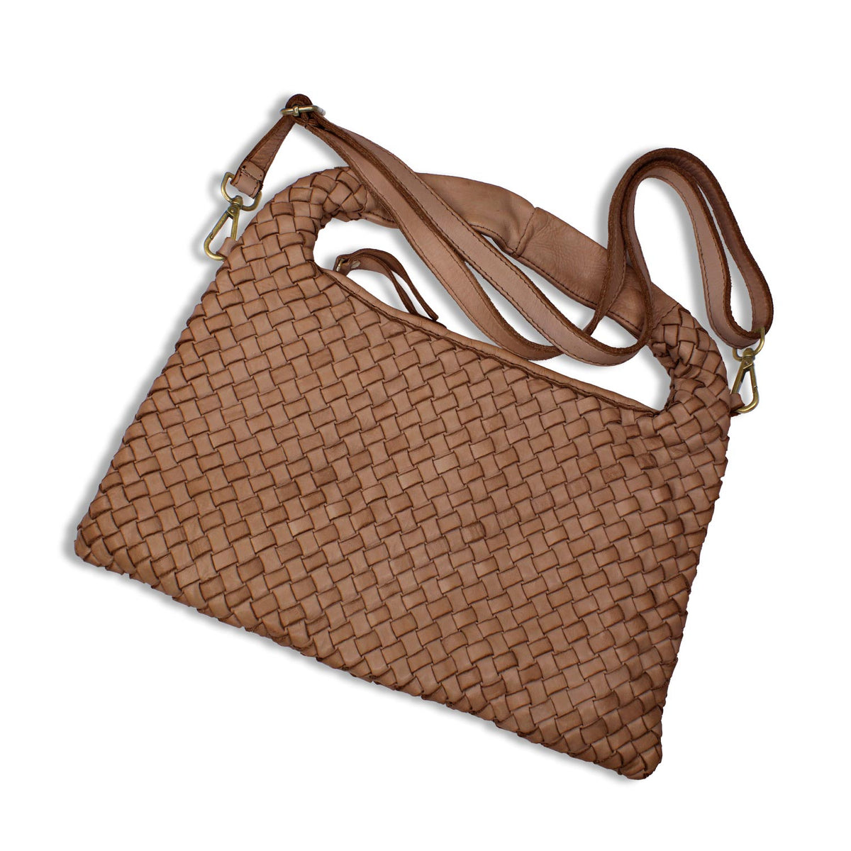 Bronte: Taupe Weave Leather Bags Sole Bliss