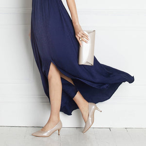 Carmen: Pale Taupe Patent Leather Shoes Sole Bliss