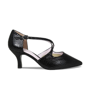 Cecilia: Black Snake Print Leather Shoes Sole Bliss