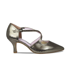 Cecilia: Bronze Snake Print Leather Shoes Sole Bliss