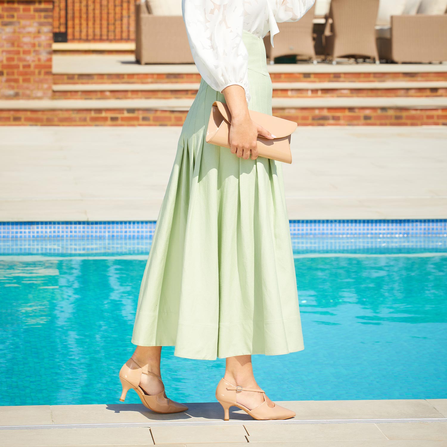 Cecilia: Nude Patent Leather Shoes Sole Bliss