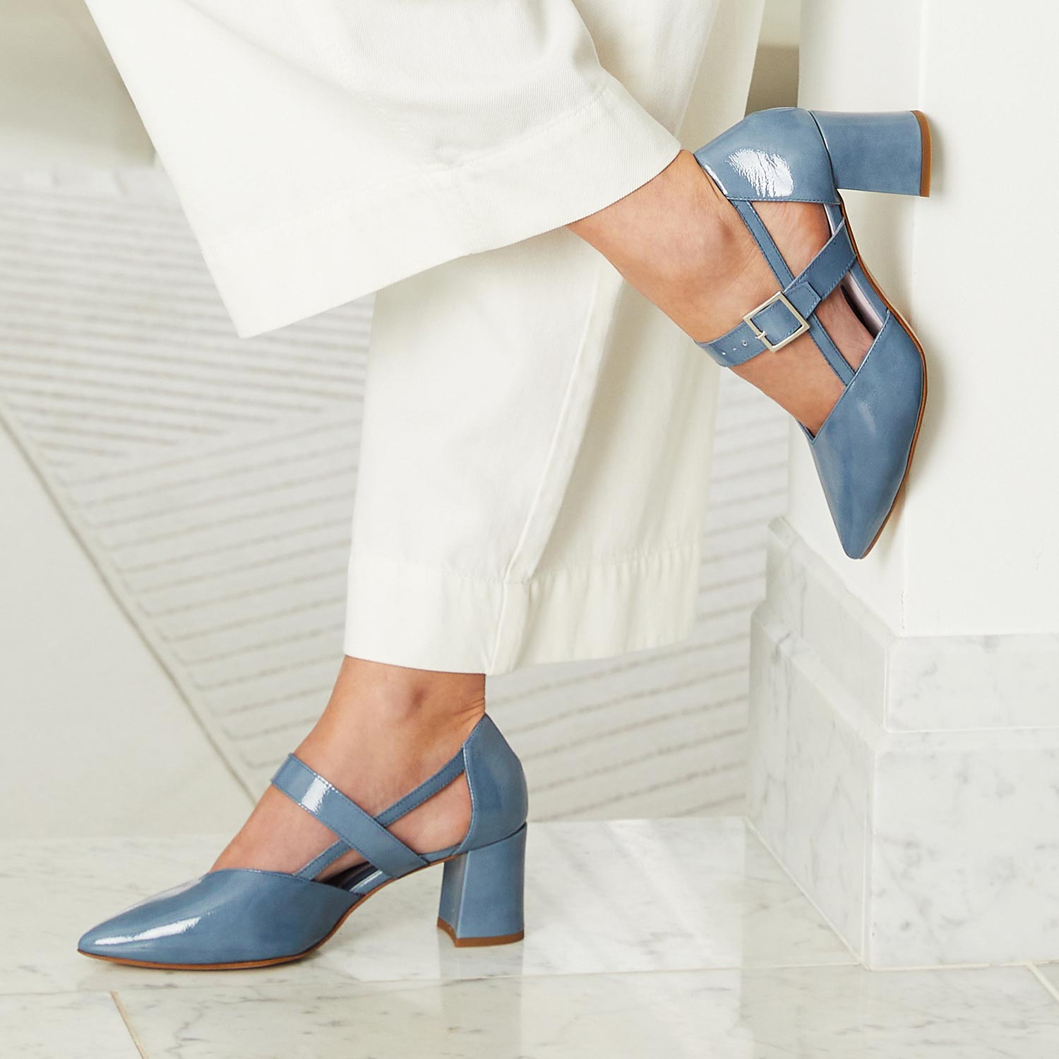 Chloe: Denim Patent Leather Shoes Sole Bliss