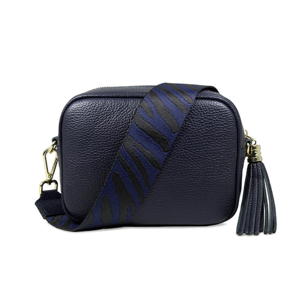 Navy leather 2025 cross body bag