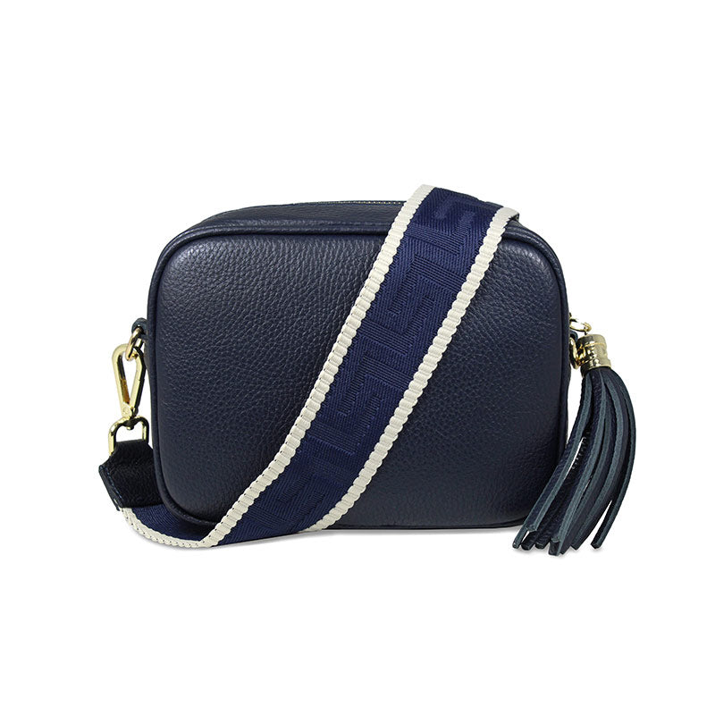 Coco: Navy Leather & Taupe Trim