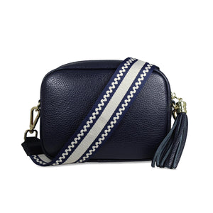 Coco: Navy Leather & Taupe Bags Sole Bliss
