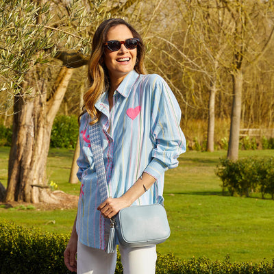 Coco: Pale Blue Leather Bags Sole Bliss