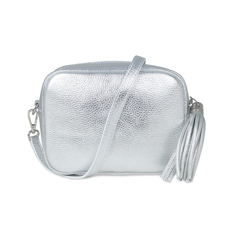 Coco: Silver Leather – Silver Crossbody Bag | Sole Bliss