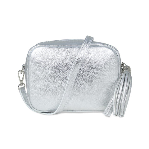 Coco: Silver Leather – Silver Crossbody Bag