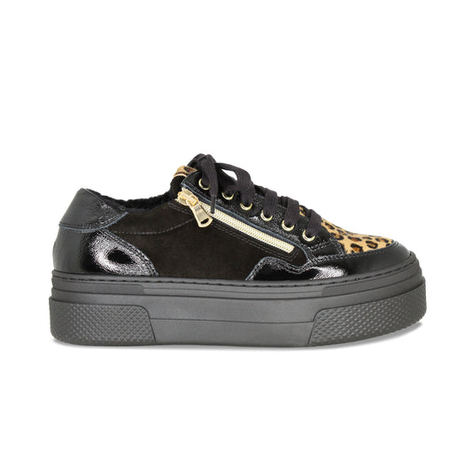 Denver-Fur: Black Patent, Suede, Leopard & Wool Lining Shoes Sole Bliss