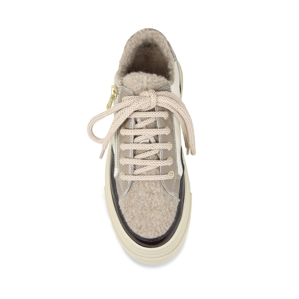 Denver: Taupe Multi Patent & Wool Lining Shoes Sole Bliss