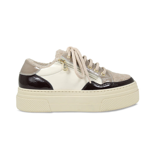 Denver: Taupe Multi Patent & Wool Lining Shoes Sole Bliss