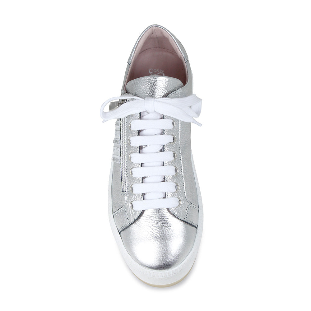 Disco: Silver Leather - Comfortable Silver Trainers | Sole Bliss