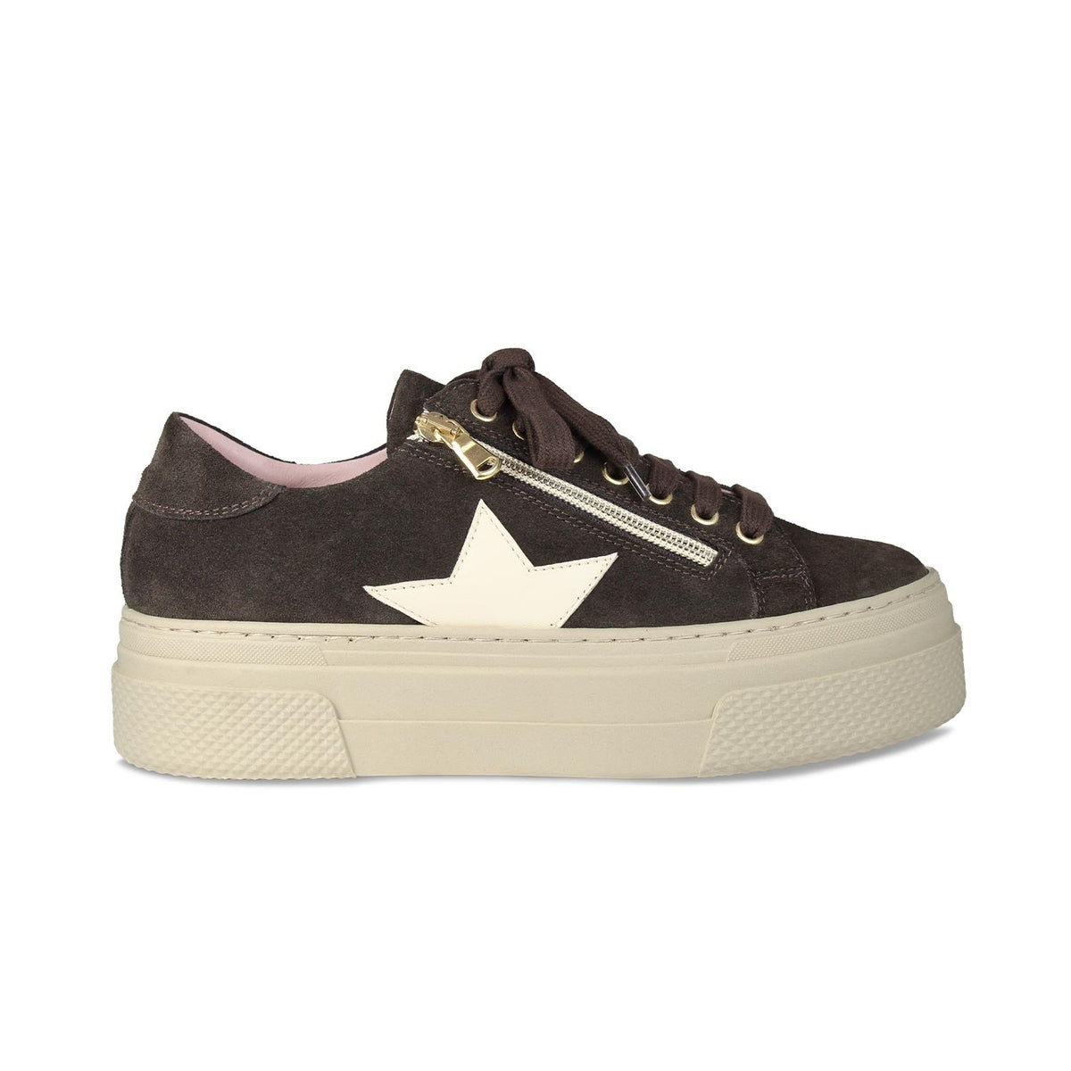 Diva-Star: Chocolate Suede & Cream Leather Shoes Sole Bliss