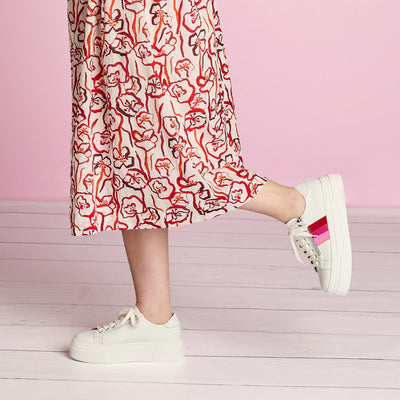 Diva: White Leather & Pink Multi Shoes Sole Bliss